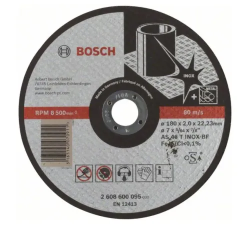 Круг отрезной по нерж. 180x2 mm, прямой.BOSCH_2608600095