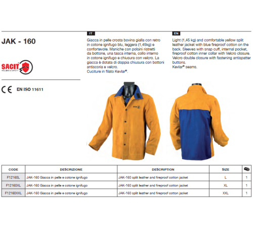Куртка сварщика спилковая JAK-160 (XXL)_SACIT AZIA
