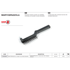 Щетка ручная двухрядная Sacit с молотком MARTOSPAZZOLA (в уп.-10шт.) CAV000081