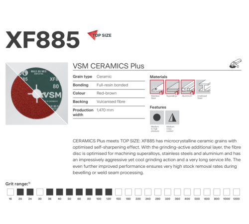 Круг фибровый VSM ACTIROX TOP SIZE XF885 S1 E P100 125mm 795255