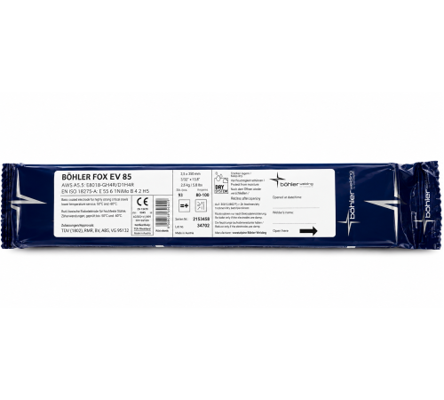 Электроды FOX EV 85 5,0x450 mm (5,7 - 22,8 кг) (E11018-G H4 R)_Bohler