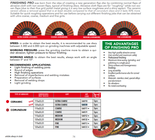 Диск лепестковый 125х22.23 Ceramic ULTRA COARSE IndustriaAbrasiviParmense-GlobeSrl G6030