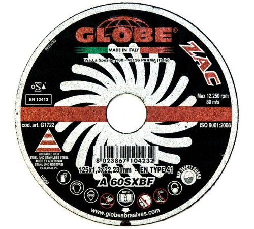 Отрезной диск Globe EVO 125x1.0 мм для стали и нержавейки