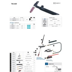 Горелка аргонодуговая TIG 26V 4M TSK50-2M_Trafimet