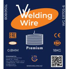 Проволока сварочная WG ER70S-6 0.8MM (18KG) SHANDONG JINERTAI WELDING MATERIAL CO.,LTD. 70S61808