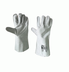 Краги сварочные из спилка сварщика серого цвета без подкладки разм. 35см_SAFE HAND_SHW SOLUT|  AZIA