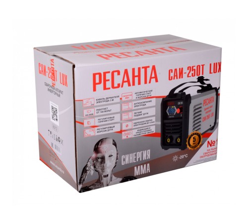 Аппарат сварочный РЕСАНТА САИ-190T LUX (ΜΜΑ, 220 Β, 10-190Α, ΠΗ 70%, 3,3 кг), комплект А 65/70