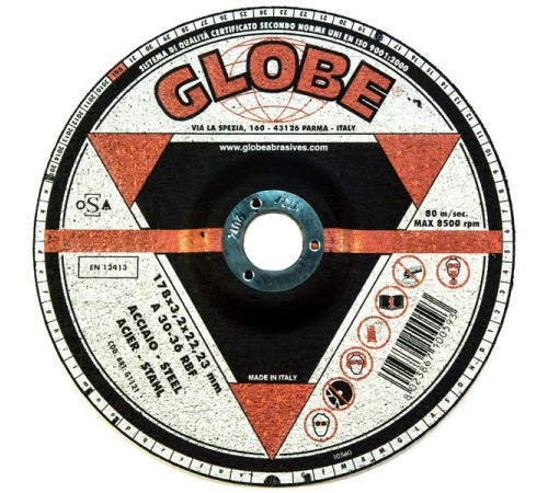 Шлифовальный диск по стали и нержавейке 180x7.0x22.2 мм Globe