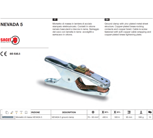 Зажим заземления SACIT AZIA 500A NEVADA 5 MRS000039