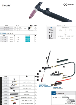 Горелка аргонодуговая TIG 26V 4M TSK50-2M_Trafimet AZIA