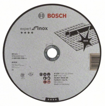 Круг отрезной нерж.Standard for Inox 230*2 mm, прямой, BOSCH_2608600096 AZIA