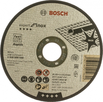 Круг отрезной по нерж. Expert 125Х1 mm, прямой, BOSCH_2608600549 AZIA